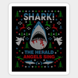 Shark the Herald Angles Sing Great White Ugly Christmas Sweater Party Magnet